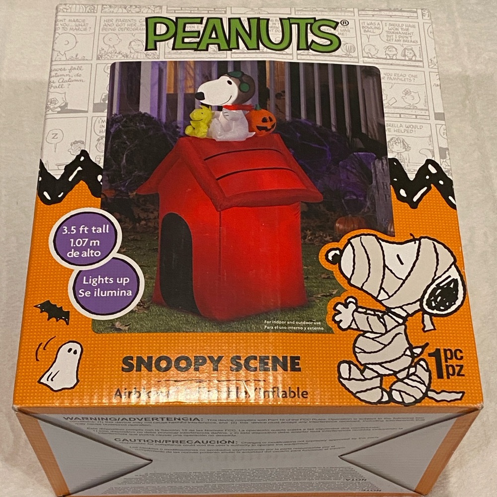 Peanuts Snoopy WWI Flying Ace Woodstock Halloween Airblown Inflatable Decor NWT - Picture 3 of 9